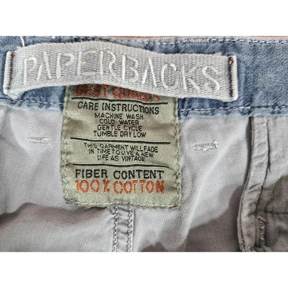 Paperbacks Casual Shorts Men's Size 38 (39") Flat Front Bermuda Raw Hem Pockets - Picture 5 of 7